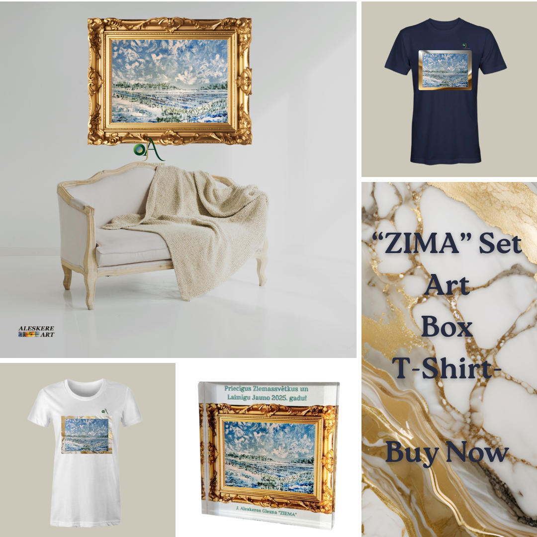 “Zima” Art Print T-Shirt by Yulia Aleskere — Exclusive Winter Edition/ Футболка с принтом картины “Zima” художницы Юлии Алескере — это не просто одежда, а искусство.