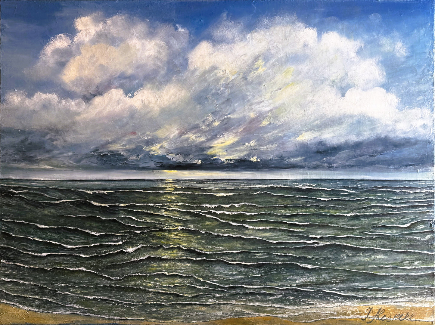 "When the Wind Speaks to the Sea"  Original Oil Painting by Julija Aleskere