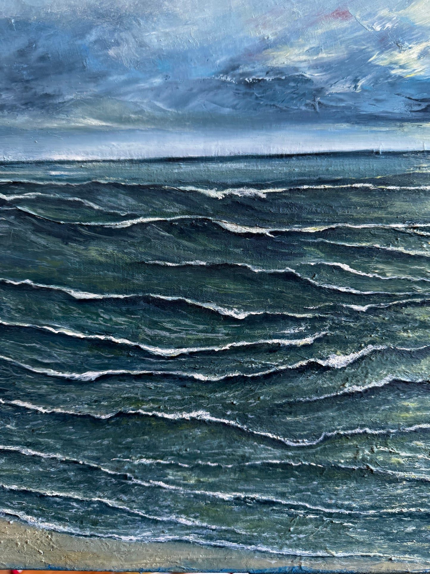 "When the Wind Speaks to the Sea"  Original Oil Painting by Julija Aleskere