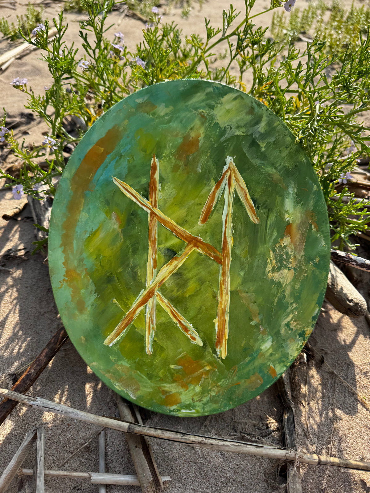 Path of Rebirth — Original Runic Painting | Oil on Canvas 30*25*2cm