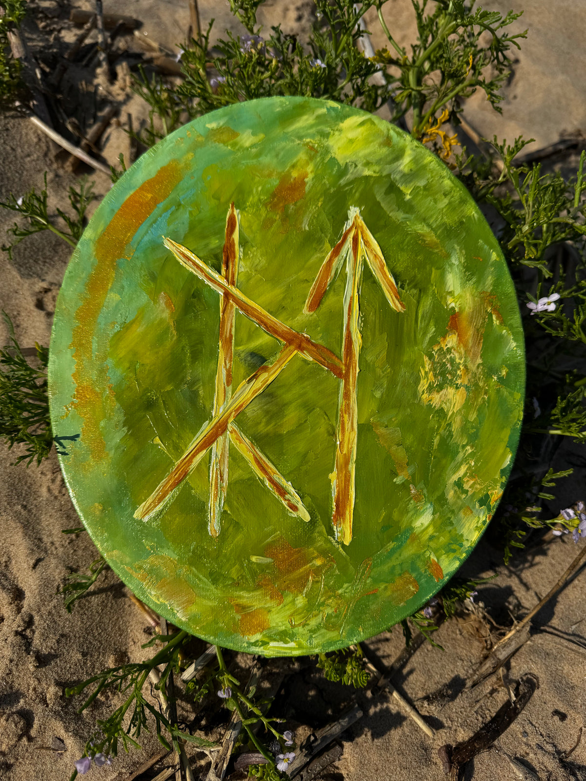 Path of Rebirth — Original Runic Painting | Oil on Canvas 30*25*2cm