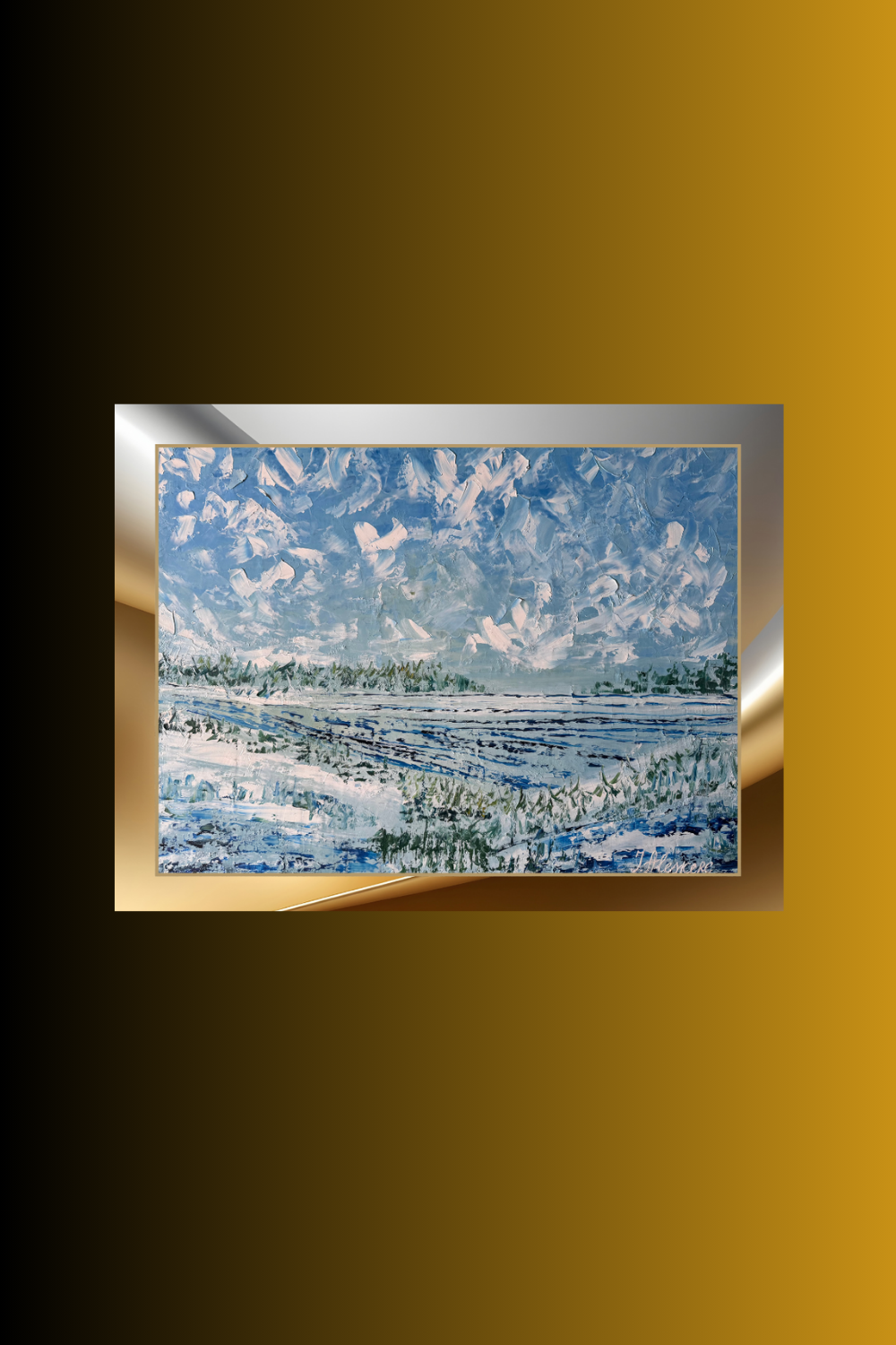 “Zima” Art Print T-Shirt by Yulia Aleskere — Exclusive Winter Edition/ Футболка с принтом картины “Zima” художницы Юлии Алескере — это не просто одежда, а искусство.