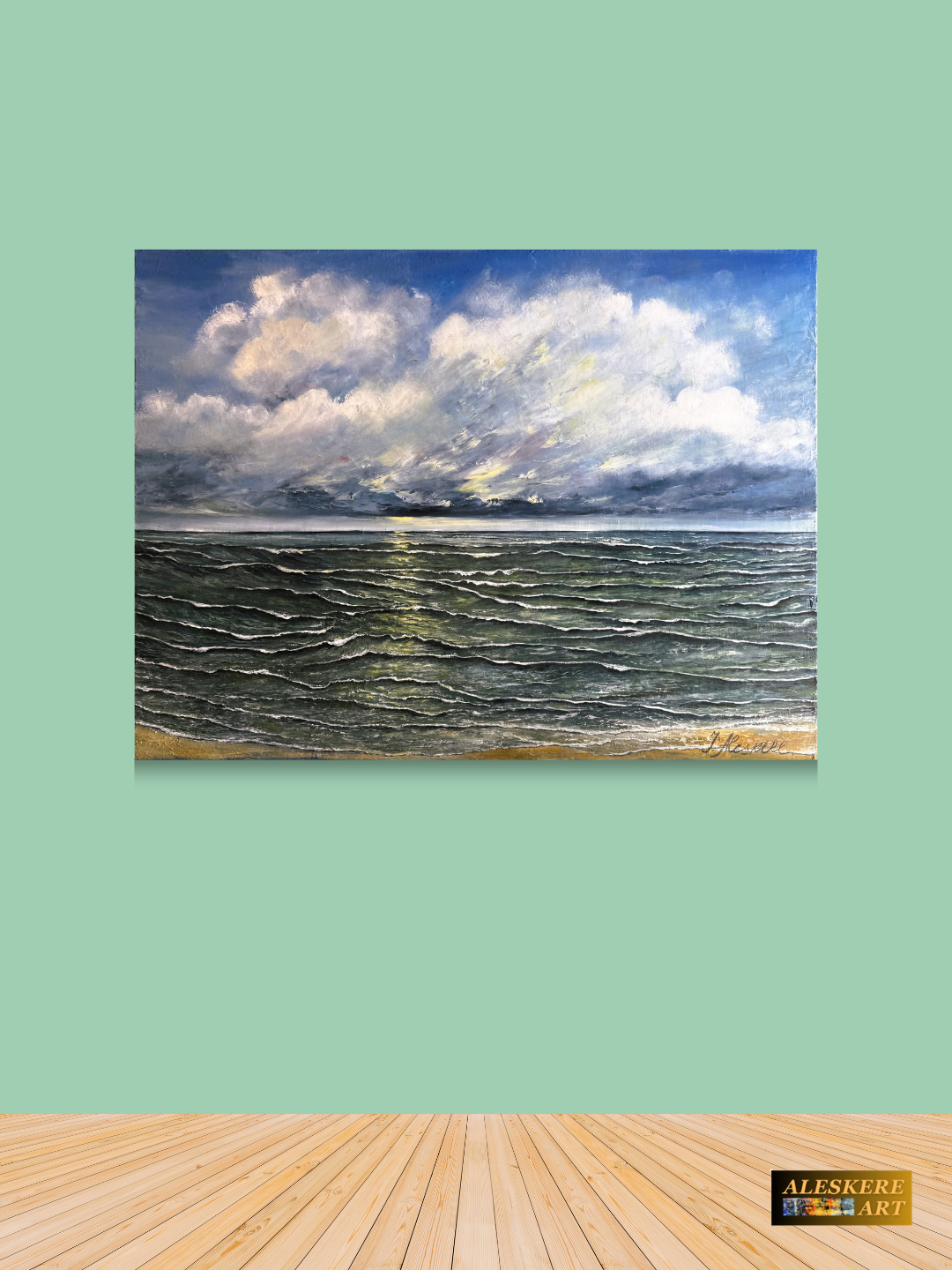 "When the Wind Speaks to the Sea"  Original Oil Painting by Julija Aleskere