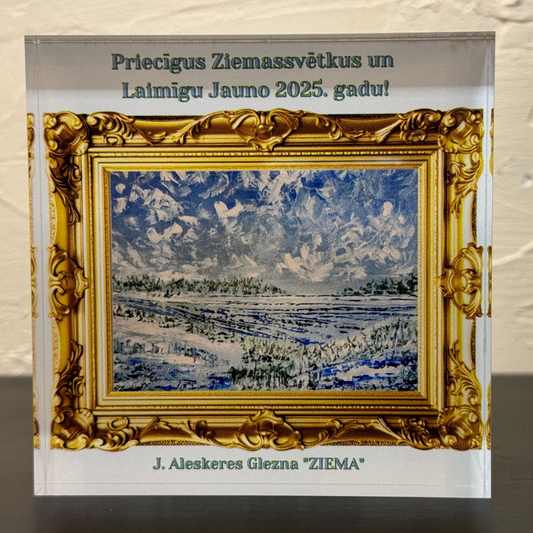 Clear Acrylic Photo Block 10x10 cm with the "Winter" Painting – A Frozen Moment of Beauty