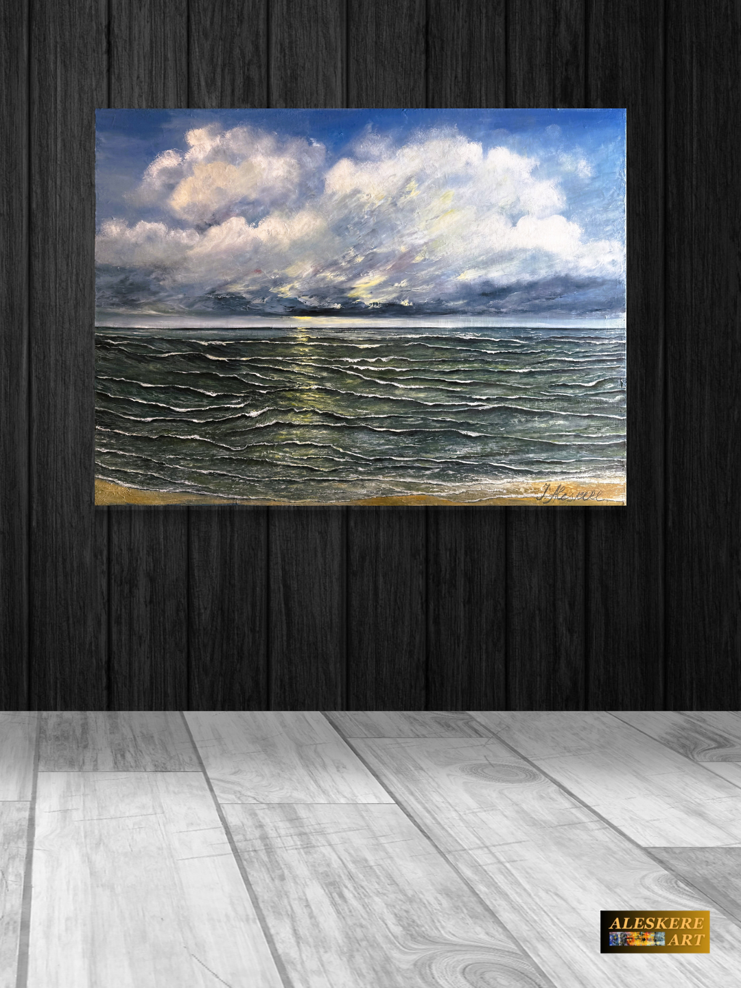 "When the Wind Speaks to the Sea"  Original Oil Painting by Julija Aleskere
