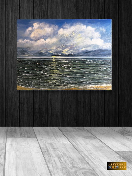 "When the Wind Speaks to the Sea"  Original Oil Painting by Julija Aleskere
